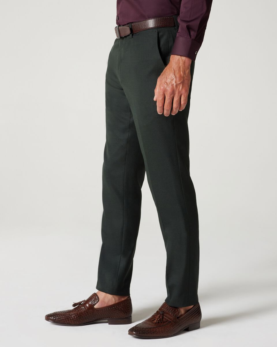 Dark Green Slim Stretch Marle Tailored Pant